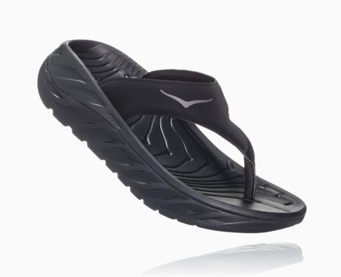 Hoka Flip Flops Tilbud - HOKA ONE ONE ORA Recovery Flip Herre Svart [NO-29MWKU]